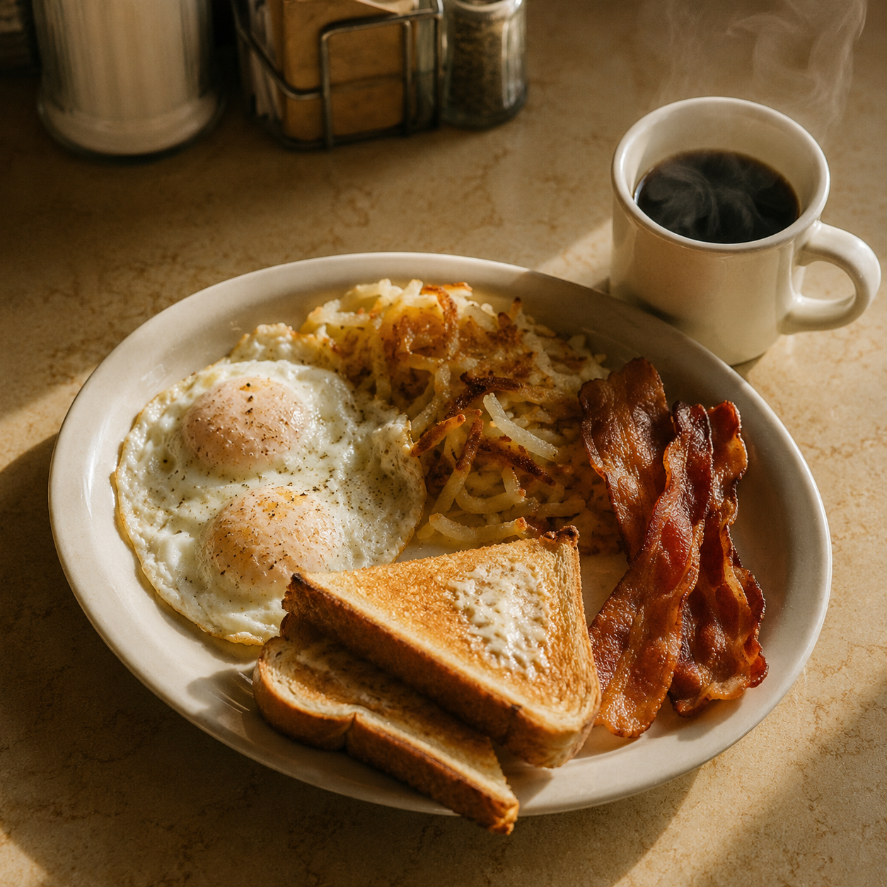Breakfast plate close up