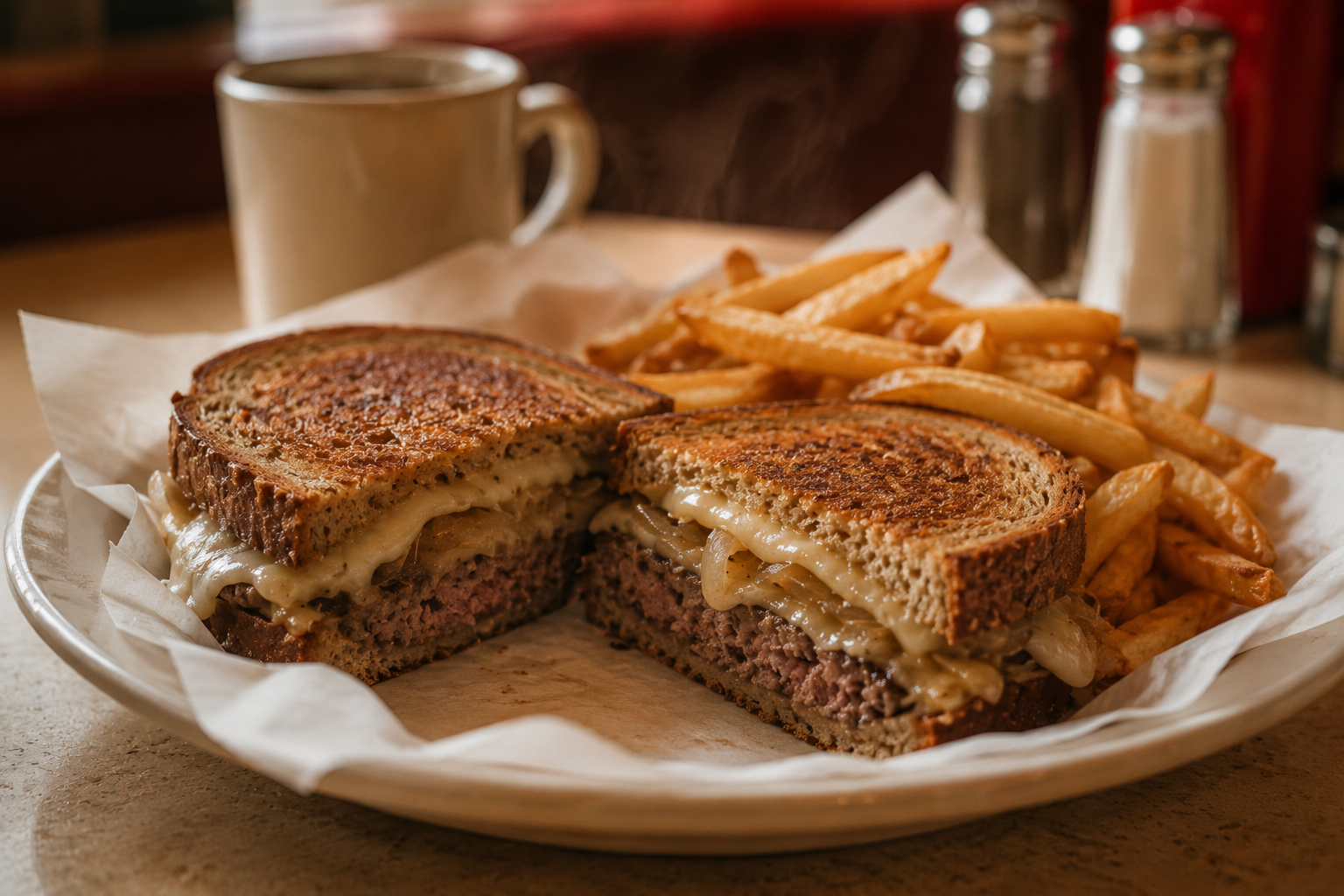Patty melt and fries